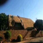 Newly installed thatch ridge straw